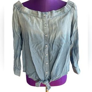 💙 NWOT Tribal Jeans versatile denim style top size M.  Off the shoulder style